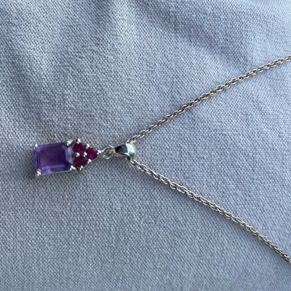 Sterling Amethyst and Ruby Pendant - Picture 3 of 14
